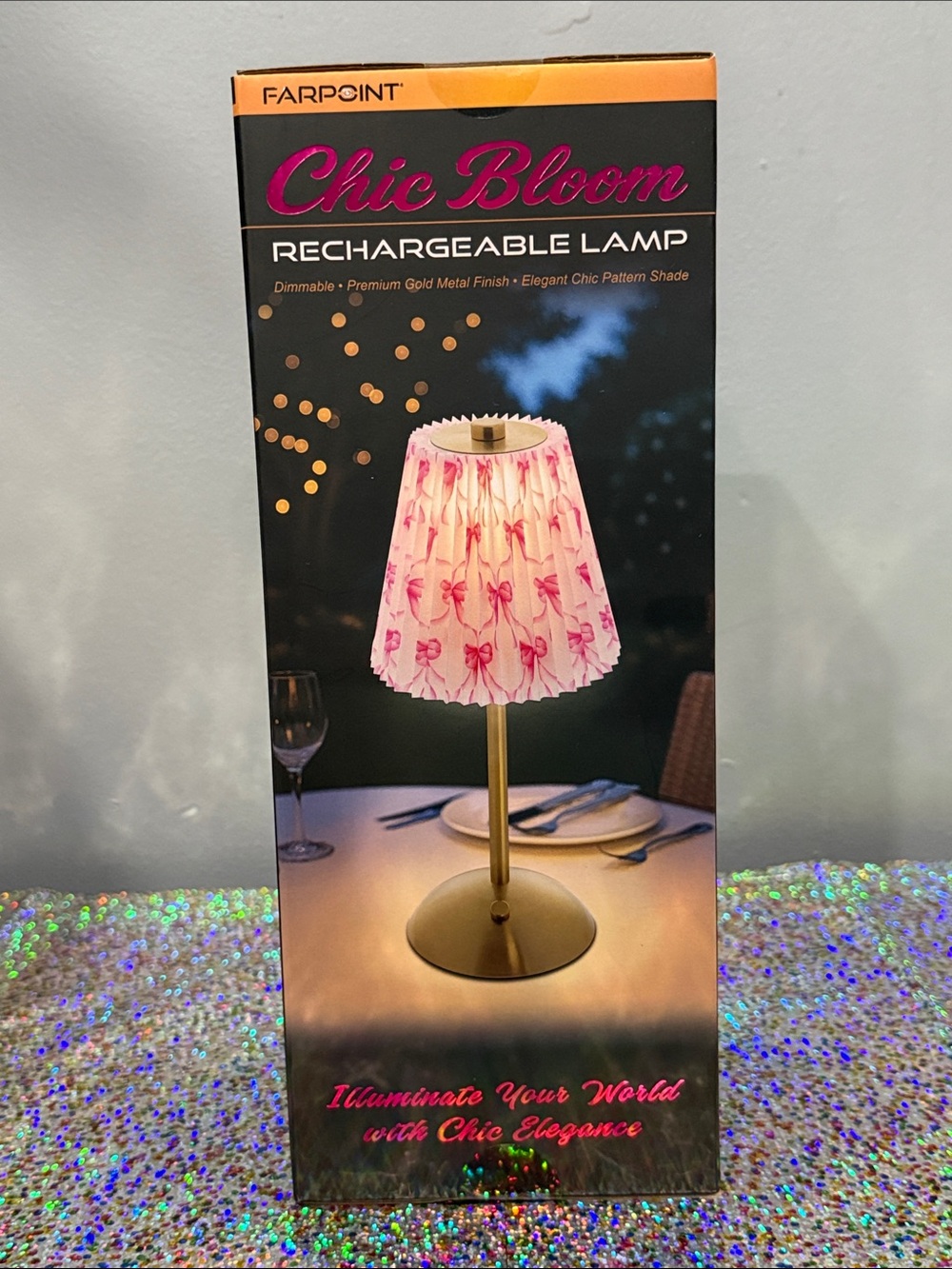 Chic Bloom Rechargeable Table Lamp - Pink Shade